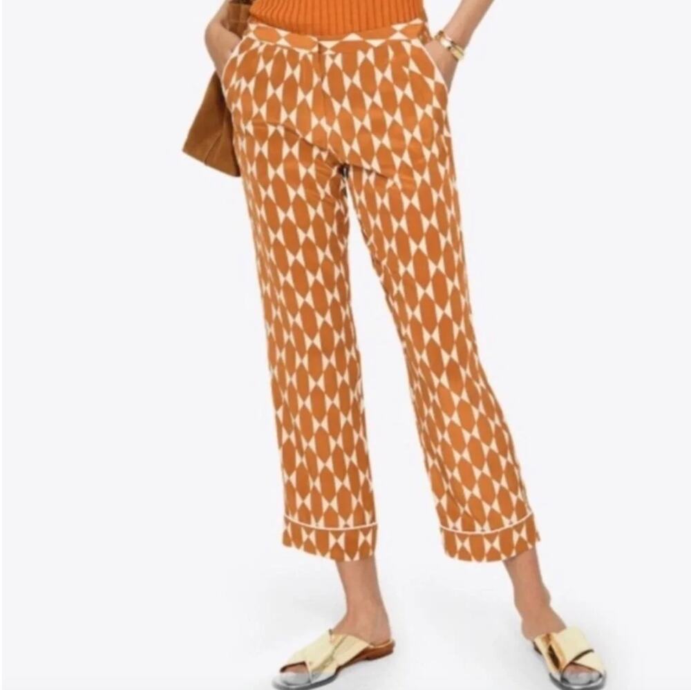 TORY BURCH Devi Pant in Gold Diamond Tile Size Women's 4